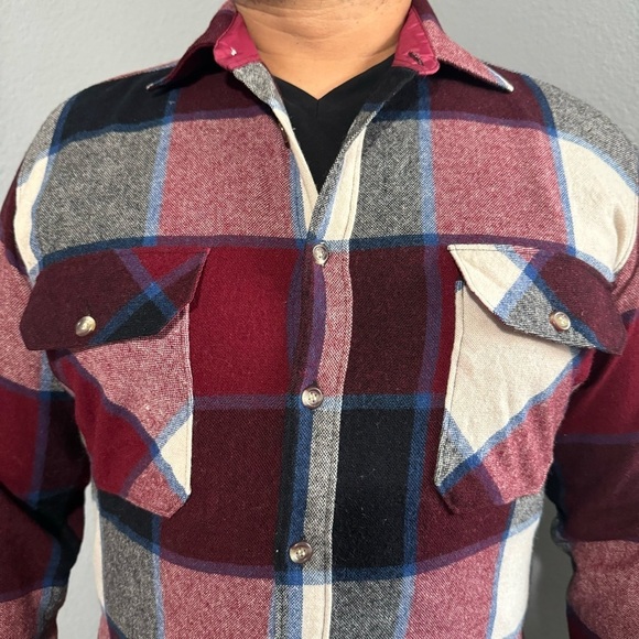 Jonathan David Men Wool blend Long Sleeves Button-down Plaid Flannel Shirt Sz L - Picture 6 of 17